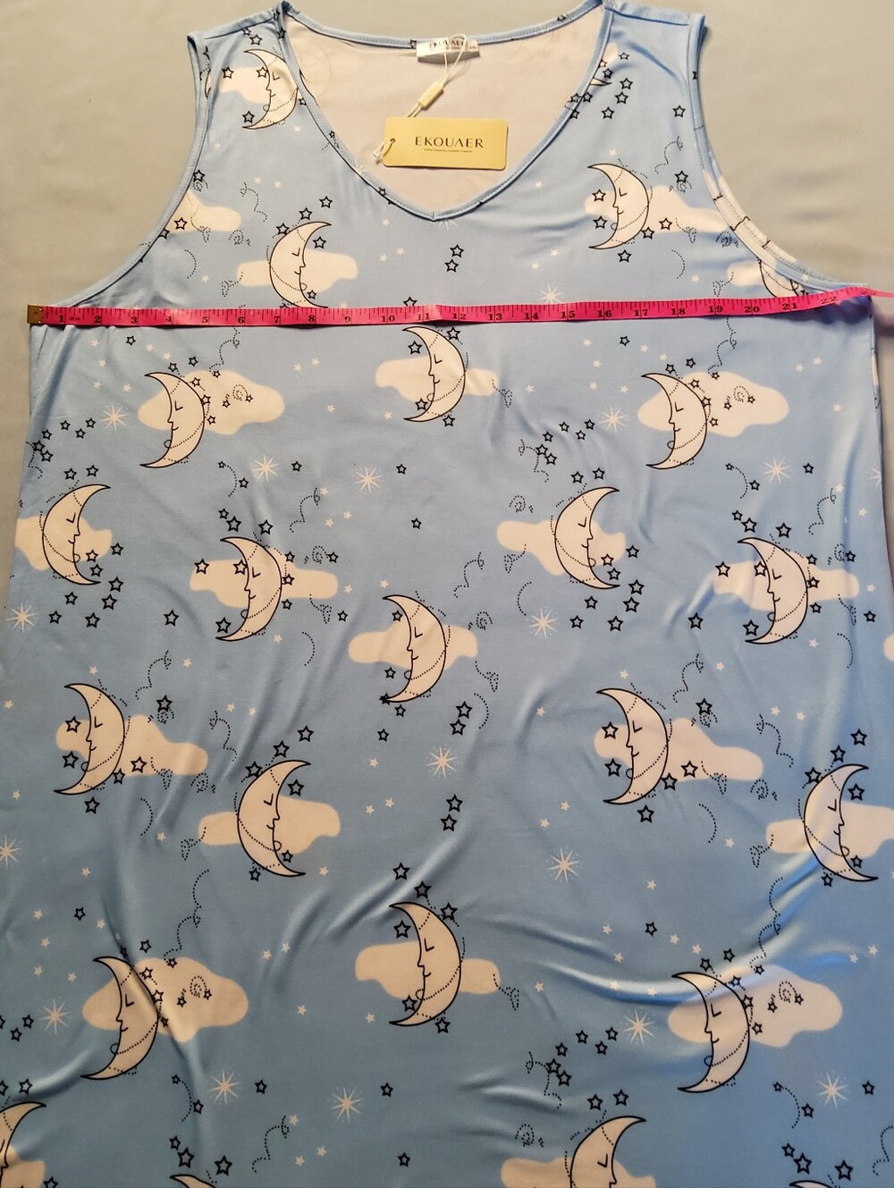 Women's Sleeveless Nightgown Trio -Light Blue Moon & Stars, Pink Sheep Print 2XL - Picture 14 of 16